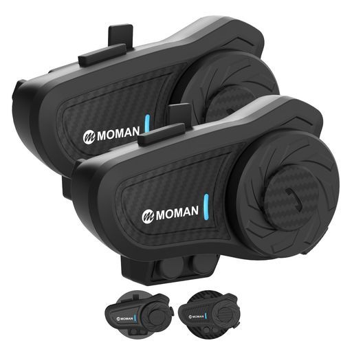 バイク用インカムMomanH 2 PRO Newver. 2台セットアイボリーブラック1000 m通信 距離2人同時通話DSP-CVC機能搭載音楽再生IP 65防水音声アシスタント日本語|英語ガイダンス音声音楽共有IP 65防水