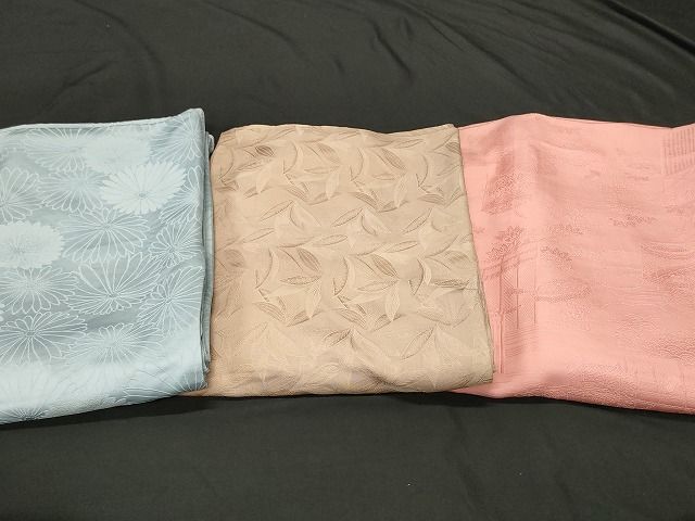 平和屋本店□色無地 まとめて 3点 風景 花柄 地紋 など 着用可能多数