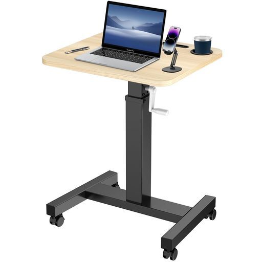 ORMGZINゲーミングデスクパソコンデスクpcデスクローデスク手動昇降式デスクキャスター付き静音速い安定昇降オフィスデスク幅60 cmx奥行50 cmx高さ79~110 cm高さ調節 作業机仕事用会社用家庭…