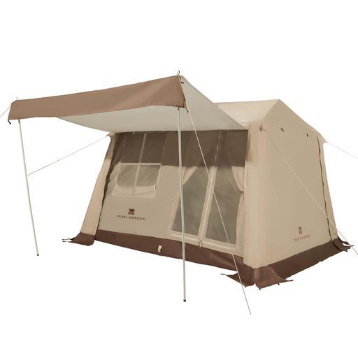 MOBI GARDEN ワンタッチテント 4人用 シルバーガムーコーティング 前室側室あり ロッジ型 簡単設営 自立式 2重層 UPF50+ 耐水圧3000MM 前室ポール二本付き 初心者向け UVカット 通気防風防雨 キャ… MOBIGARDENワンタッチテント4人用シルバーガムーコーティング前室側室
