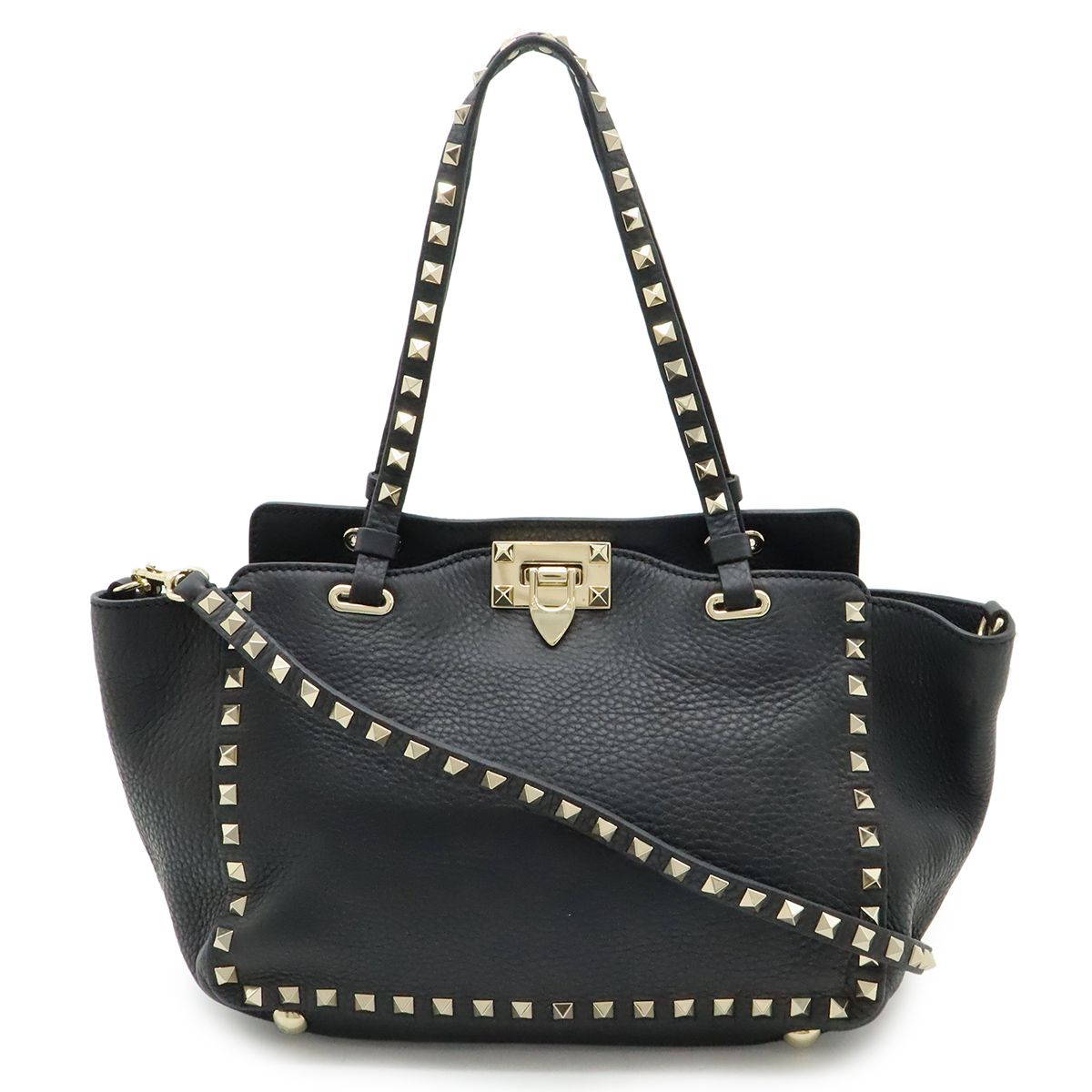 ヴァレンティノ ガラヴァーニ ヴァレンチノ バレンティノ ロックスタッズ トートバッグ 2 WAY ショルダーバッグ ブラック 黒