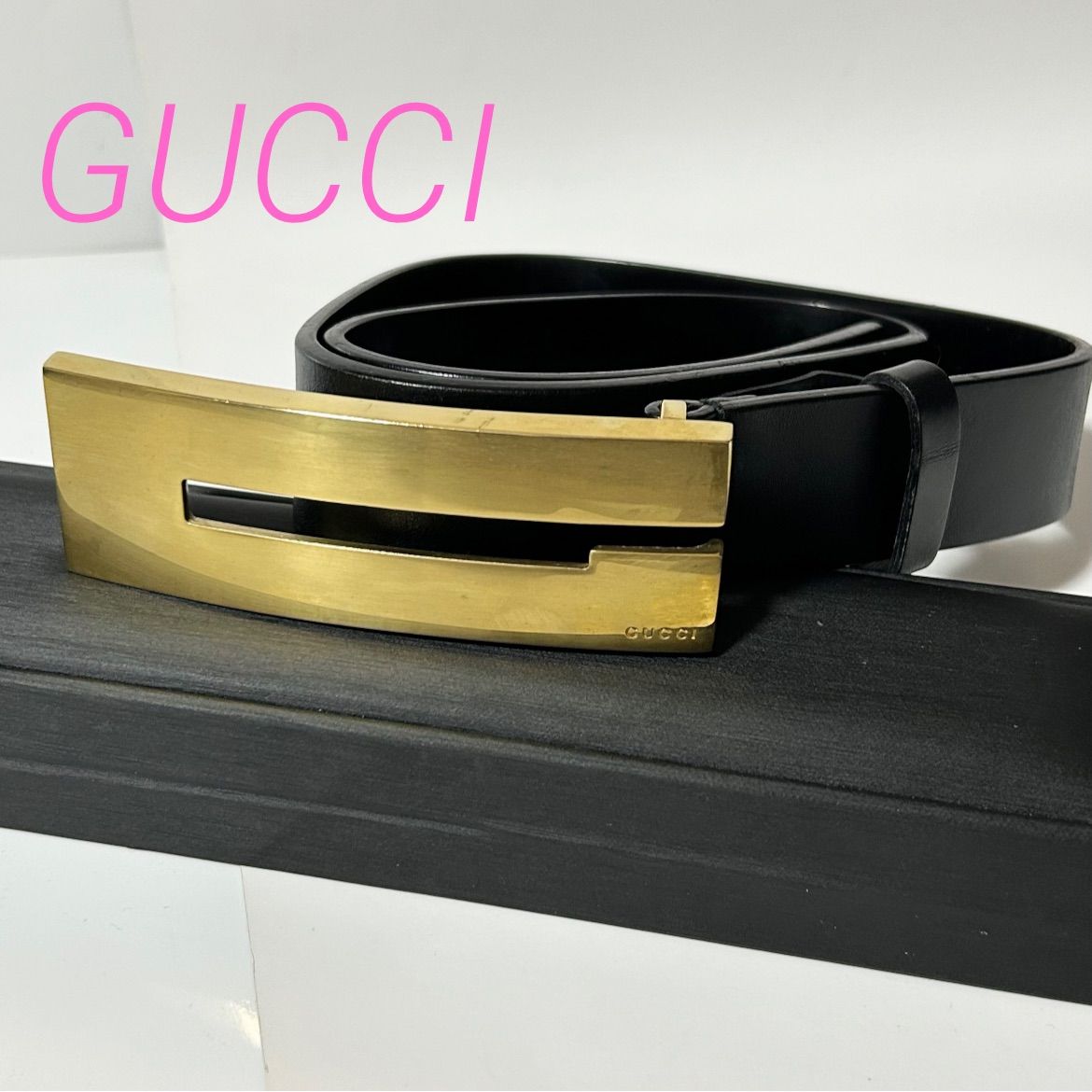 GUCCI グッチ レザー ベルト 70|28 036 2194 1346 8 ブラック ゴールド 0058321 b