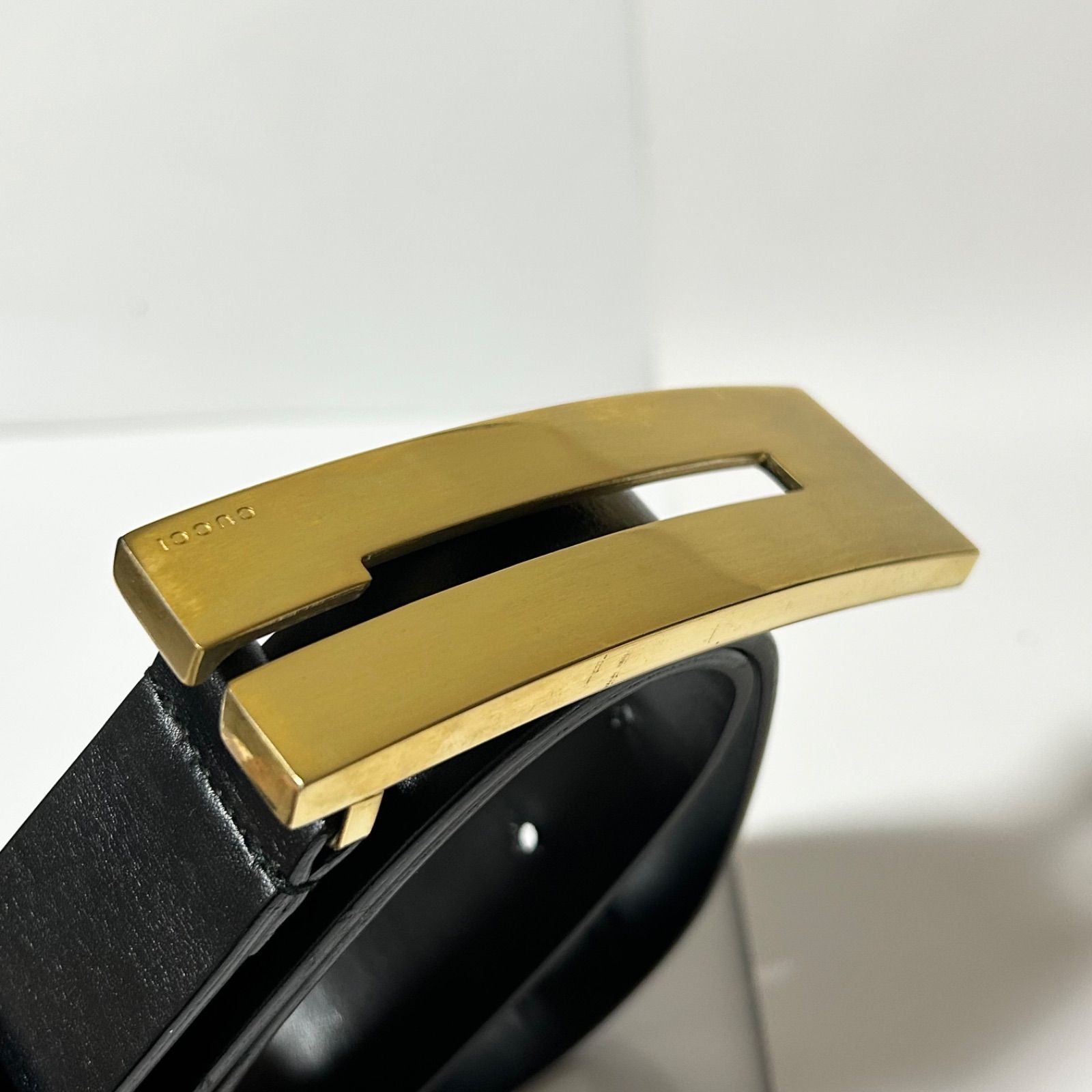 GUCCI グッチ レザー ベルト 70|28 036 2194 1346 8 ブラック ゴールド 0058321 b