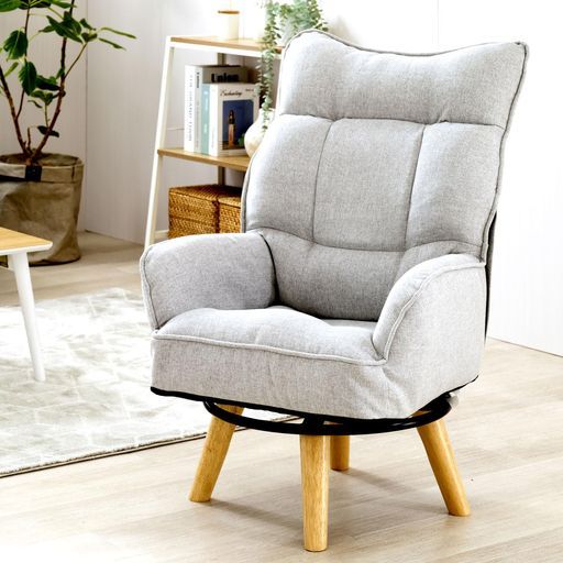 ドウシシャ包み込まれる座り心地ハイバック回転式一人掛けソファライトグレーEKHC-LGY幅64 cmx奥行62 cmx高97 cm座面高さ33 cm授乳チェア授乳椅子折りたたんでコンパクトに収納回転座椅子高座椅…