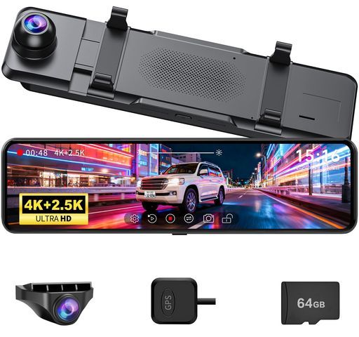 Changerドライブレコーダーミラー型 4 K 2.5 K伸縮式フロントカメラType-C電源 11インチ右カメラGPS搭載超鮮明夜間撮影170°広角ドラレコ前後カメラ上下画像 左右反転可ガイドライン角度調整可