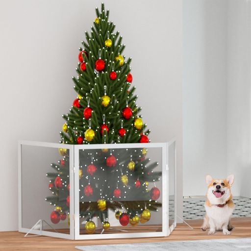 Qonimm犬フェンスペットフェンスペットゲートベビーゲート置くだけゲート自立型ゲート高さ62.5 cm三枚セット長さ187.5 cmロングゲートアクリルゲート透明ゲート折りたたみゲート犬フェンス…