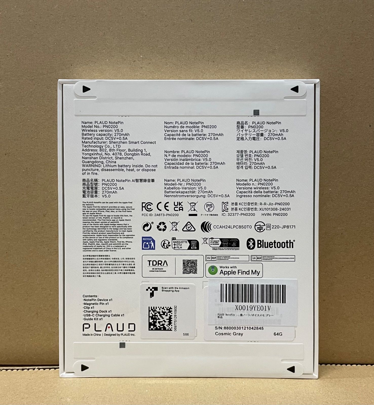 PLAUD NotePin AI ボイスレコーダー グレー