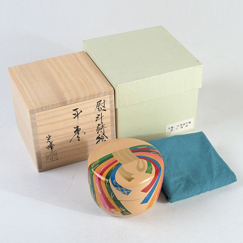 茶道具 輪島塗 川端光峰作 白漆塗 熨斗蒔絵 平棗 共箱 V S546 - メルカリ