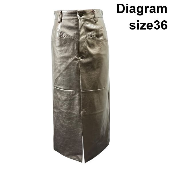 ダイアグラム Diagram GRACE ロングスカート タイトスカート エコレザー 合皮 ラメ ブロンズ 36 S 7号 レディース 6 A 099