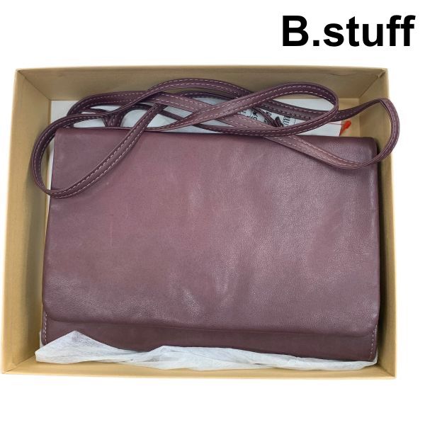 ビースタッフ B.stuff ショルダーバック 斜めがけ インサイド仕切り4 カード収納付き ワインレッド 本革 リアルレザー H 6 A 037
