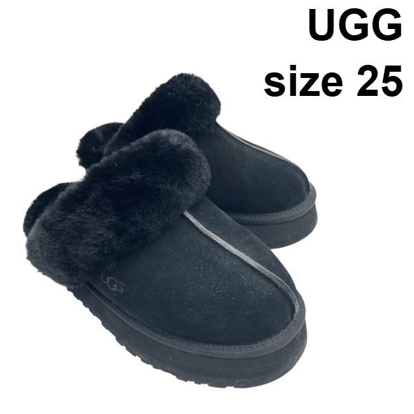 アグ UGG サンダル ムートン スリッパ ディスケット Disquette 黒 スウェード 25 レディース S 6 A 119