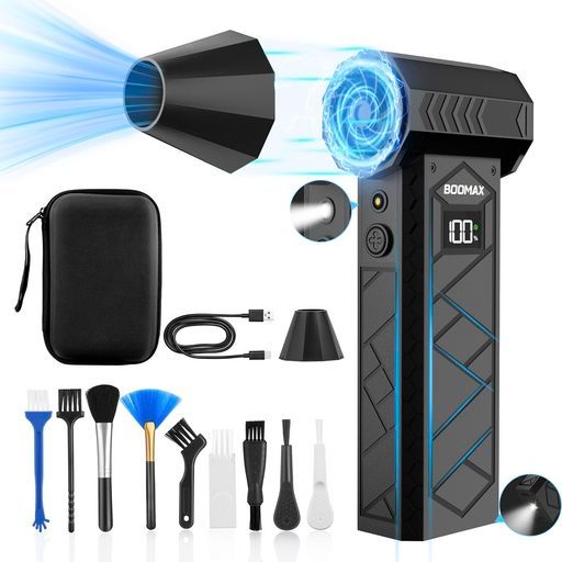 101 m|sを超える圧倒的な風速 Boomaxエアダスター電動エアダスターブロワー 高速回転4段階風量調整20000 mAh大容量バッテリー2つライトコードレスType-C充電式小型で強力軽量過熱保護