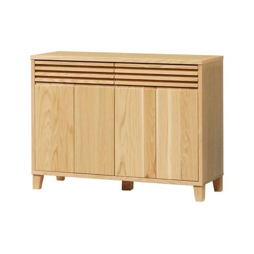 サイドボードキャビネット収納棚横格子オーク幅119 x奥行45 x高さ88.5 cm 446382