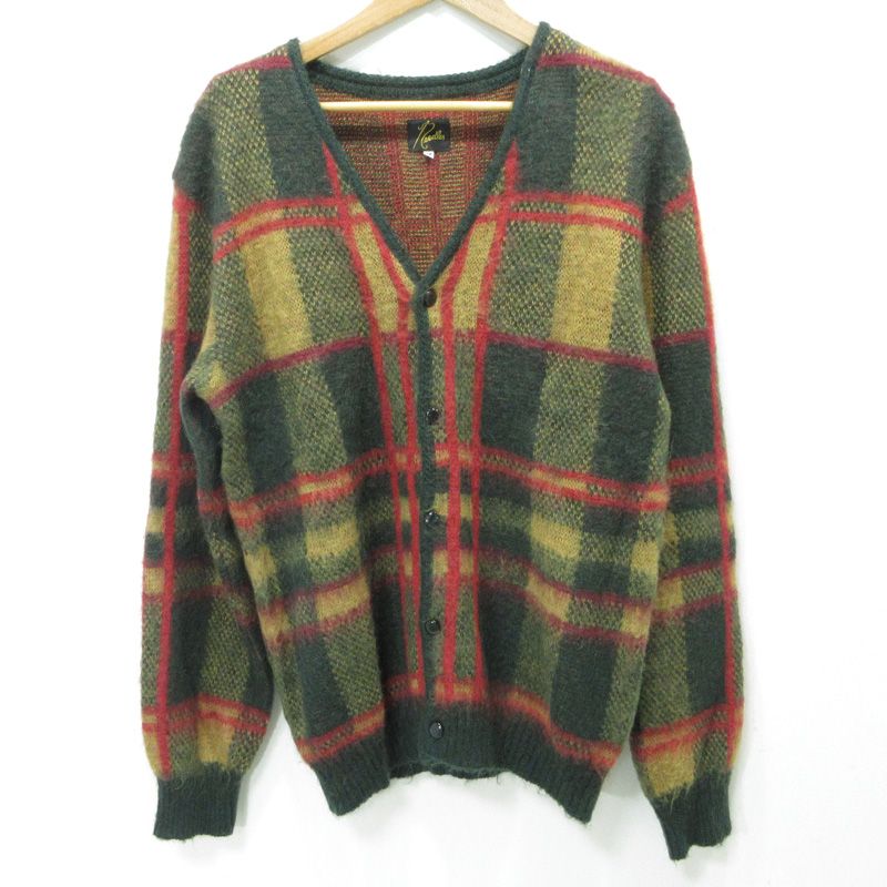 Needles | ニードルス Tartan Mohair cardigan タータンモヘヤカーディガン 総柄長袖カーディガン チェック柄 LQ 273 カーキグリーン マルチカラー サイズ M 101