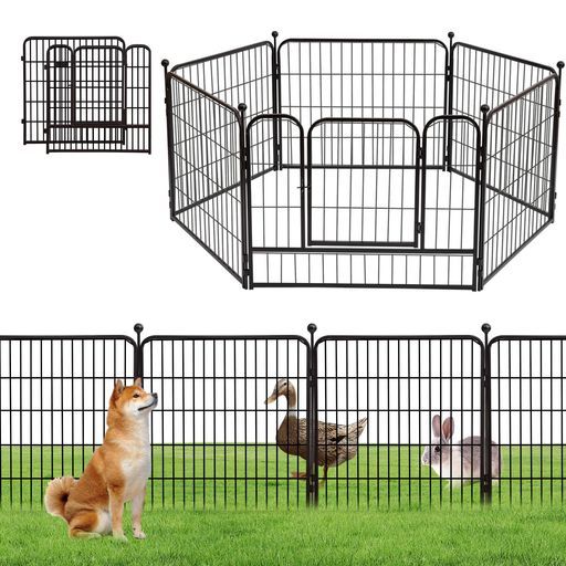 Shinyever犬サークル中大型犬用犬ケージペットフェンスペットサークル犬ゲージ幅150*奥行150*高100 cmパネル スチール製全成長期使用可複数 折り畳み式組立簡単 ブラック高さ100 cm