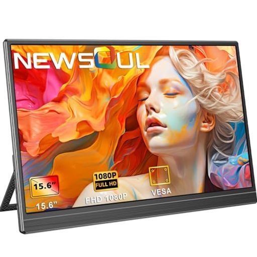Newsoulモバイルモニター15.6インチモバイルディスプレイ自立型ポータブルモニターVESA対応サブモニタ1920 x 1080 FHD持ち運びモニタ軽量薄型ゲーミングモニタIPS液晶パネルゲームUSBType-C|Mini