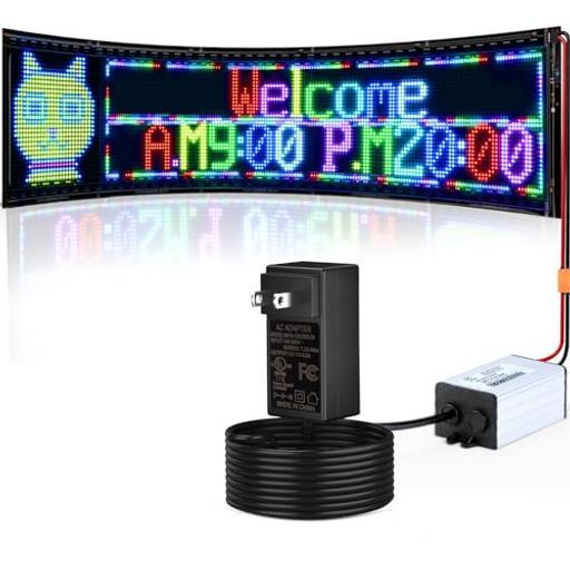 Kutuspon大型LED電光掲示板24 V|2 A超高輝度BluetoothAPPプログラムLED の看板カスタムテキストメッセージパターン電飾看板2列显示 80 cmx 20 cm