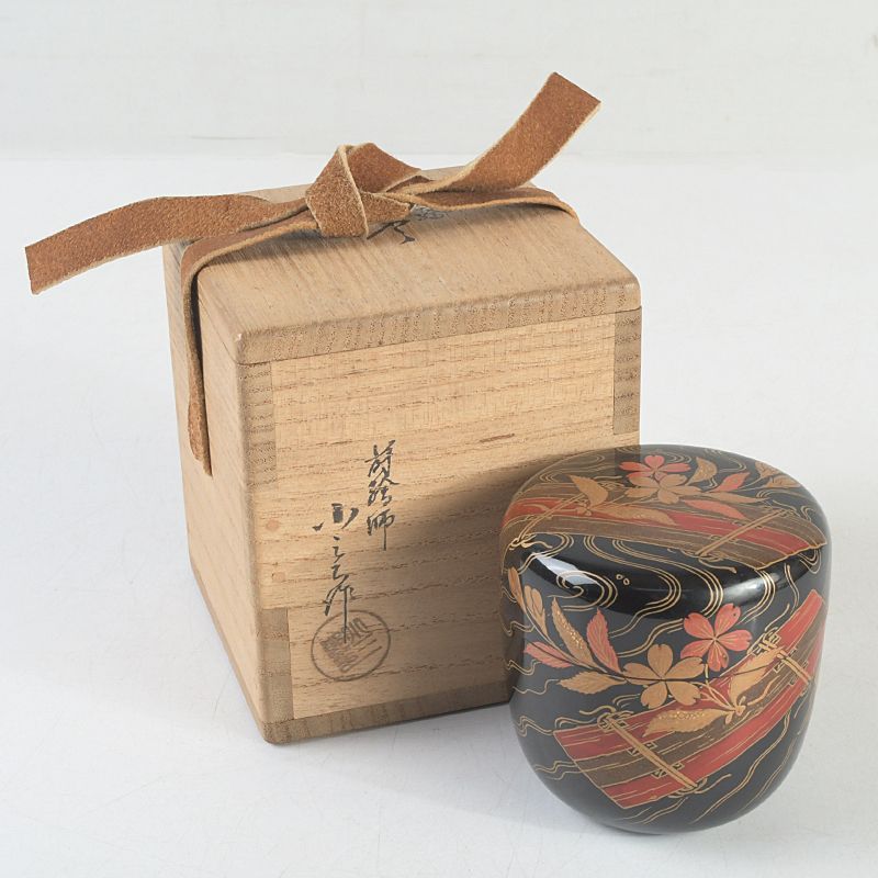 茶道具 蒔絵師 小三郎作 花筏蒔絵 中棗 共箱 V S548 - メルカリ