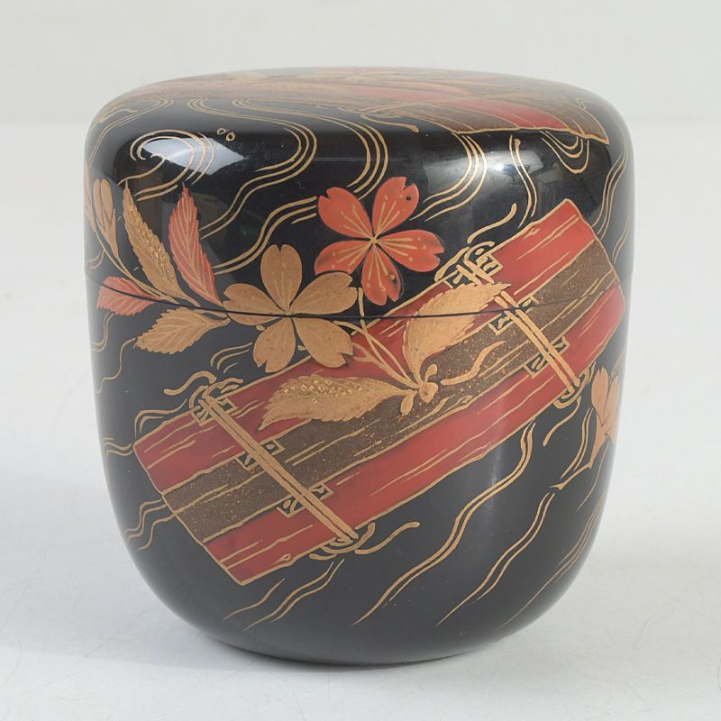 茶道具 蒔絵師 小三郎作 花筏蒔絵 中棗 共箱 V S548 - メルカリ