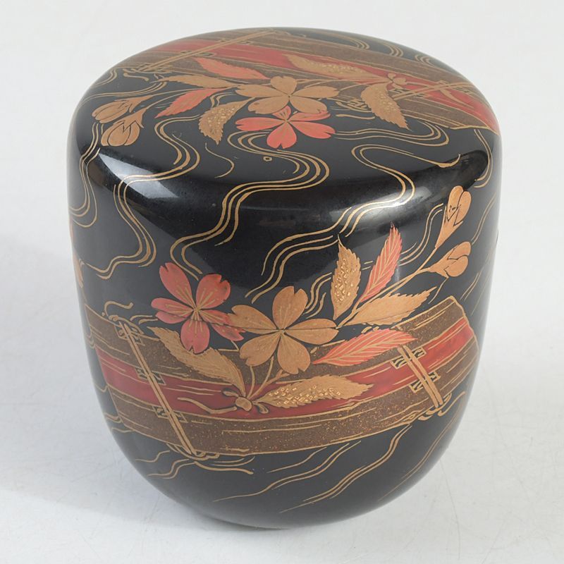 茶道具　加賀蒔絵　塗師　峯清作　花文棗　共箱　V　6182 茶道具 加賀蒔絵 塗師 峯清作 花文棗 共箱 V 6182 - メルカリ