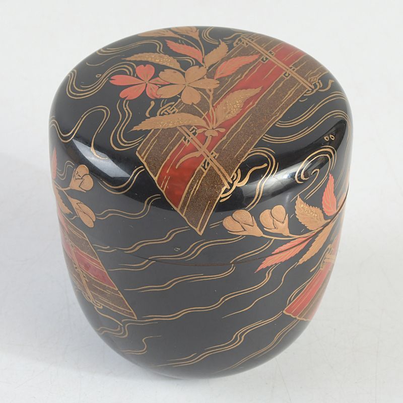 茶道具 蒔絵師 小三郎作 花筏蒔絵 中棗 共箱 V S548 - メルカリ