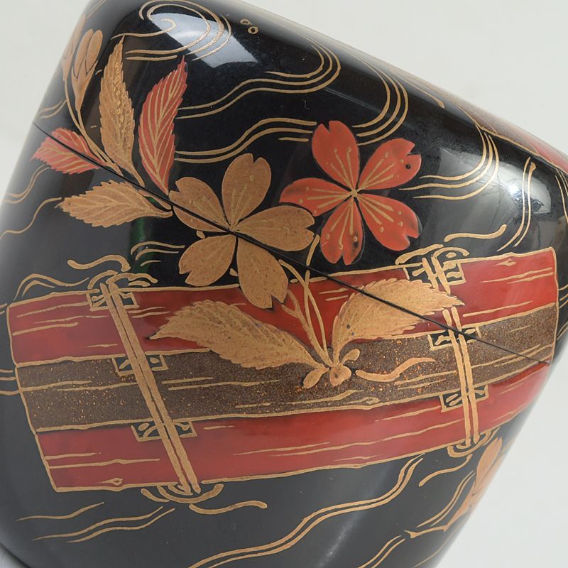 茶道具 蒔絵師 小三郎作 花筏蒔絵 中棗 共箱 V S548 - メルカリ