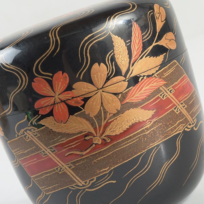 茶道具 蒔絵師 小三郎作 花筏蒔絵 中棗 共箱 V S548 - メルカリ