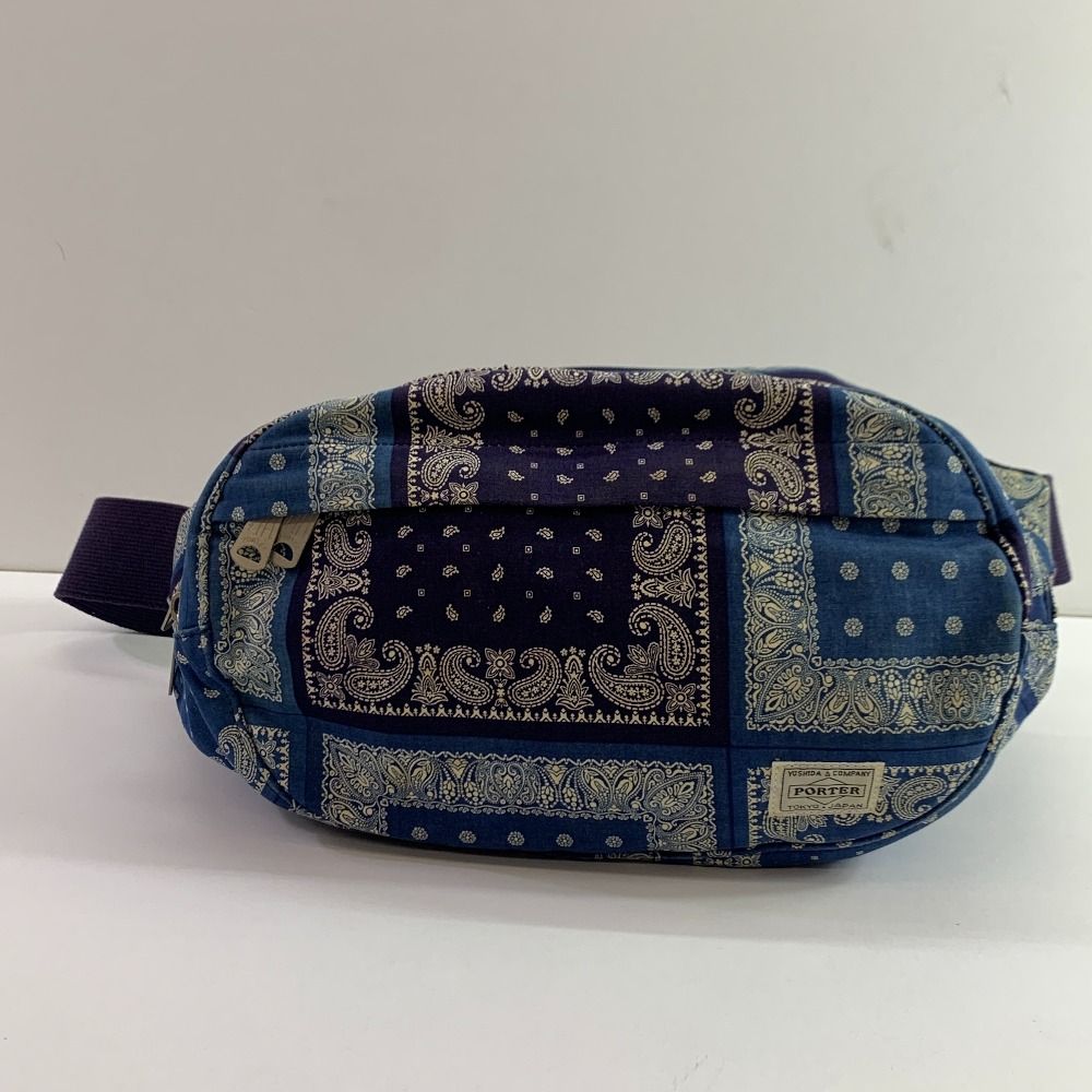 04 w 5708▽ 吉田カバン PORTER ポーター ブルー ウエストバッグ ペイズリー柄