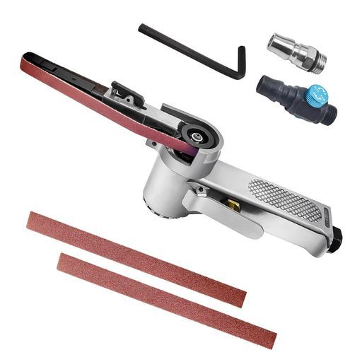 CXCESNSエアーベルトサンダー10 x 330 mmポリッシャー多方向回転 16000 rpm研磨ツール錆落とし金属加工研削 バリ取り 面取りエアツール角度調整速度調整ジョイント と替えベルト2本付属