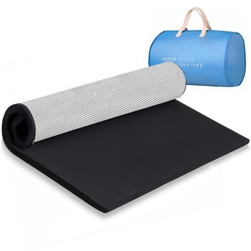 VECELOマットレス幅140 x奥行200 x厚さ4 cm高反発ダブル敷布団防ダニ抗菌防臭通気性圧縮梱包一人暮らし耐久性腰の負担軽減ブラック