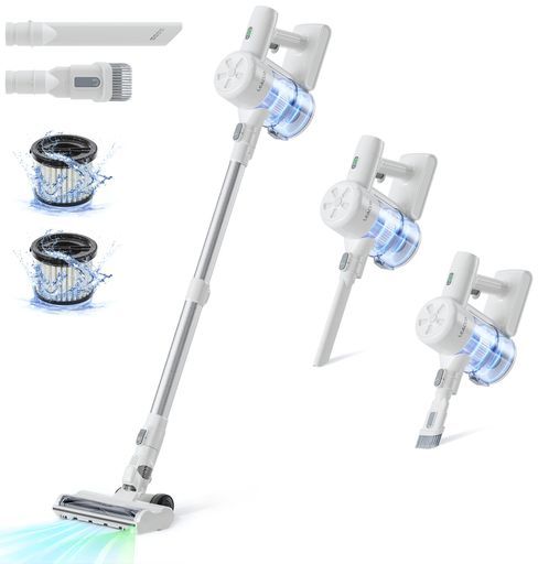 掃除機コードレス42000 paLEACCOコードレス掃除機自立式軽量そうじきサイクロン3段吸引力45分間稼働グリーンLEDライト伸縮型パイプスティッククリーナーvacuumcleaner