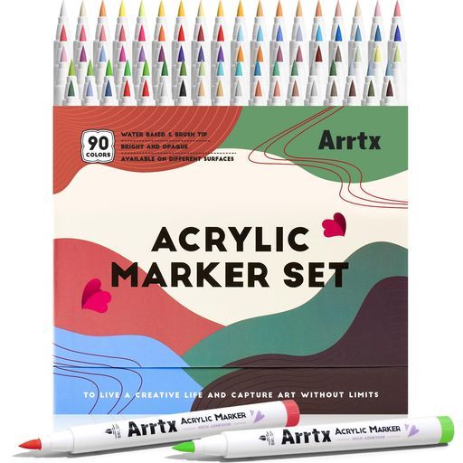 Arrtxアクリルマーカー ブラシチップアクリルペイントペンロックペインティング木製キャンバスストーンガラスセラミックファブリックDIYクラフト-アート用品ギフトパッケージ
