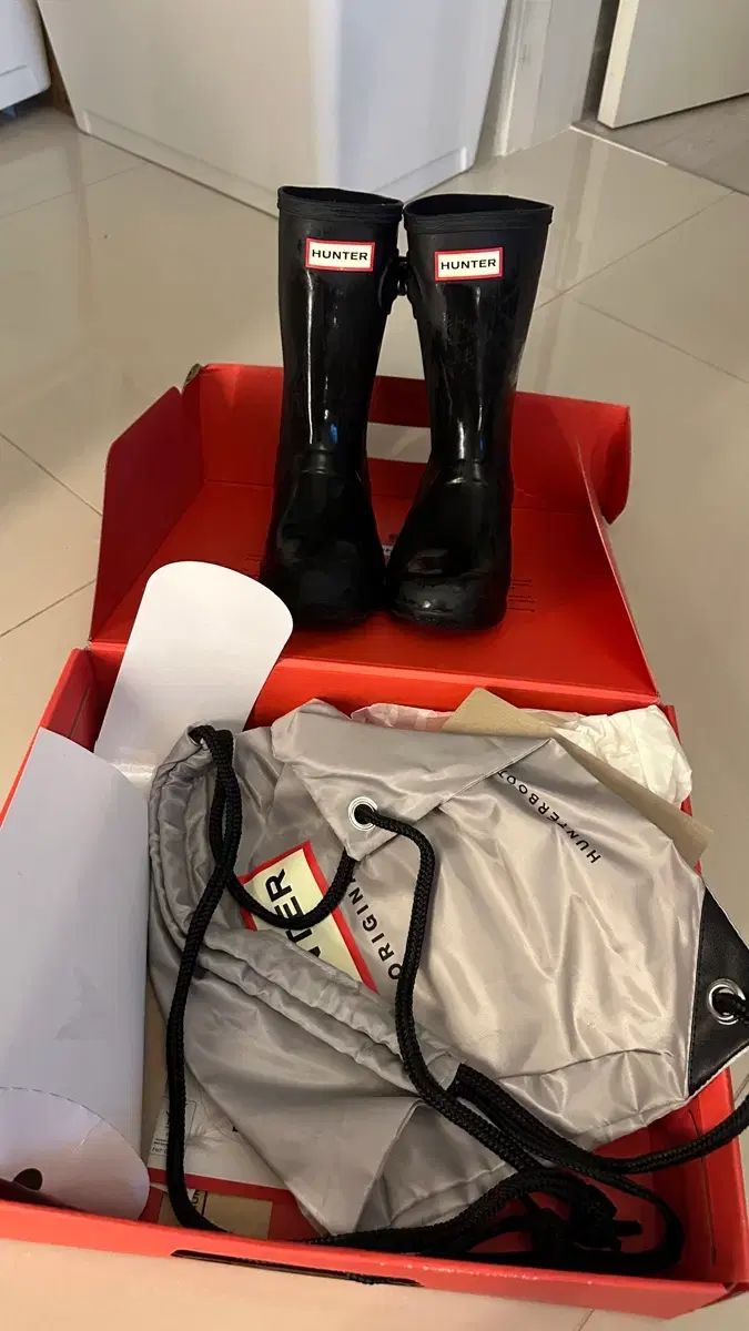 ハンター W TOUR SHORT ブラック レインブーツ UK 4