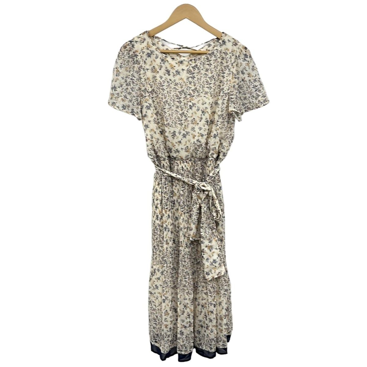 Rose Tiara ローズティアラ ワンピース サイズ42 L レディース - アイボリー×ネイビー×マルチ 半袖|ロング|花柄