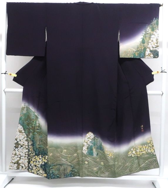 京松 訪問着 風景 金彩 正絹 着物 身丈154.5 cm 裄丈66.5 kyo 7 z 12-1557