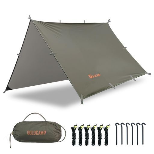 70 Dナイロンぬの布です防水タープキャンプタープテントループ 軽量難燃性日除け耐水圧15000 mm紫外線カットUPF 50 サンシェルターポータブル天幕シェードアウトドアしゅうのう収納ふくろ…