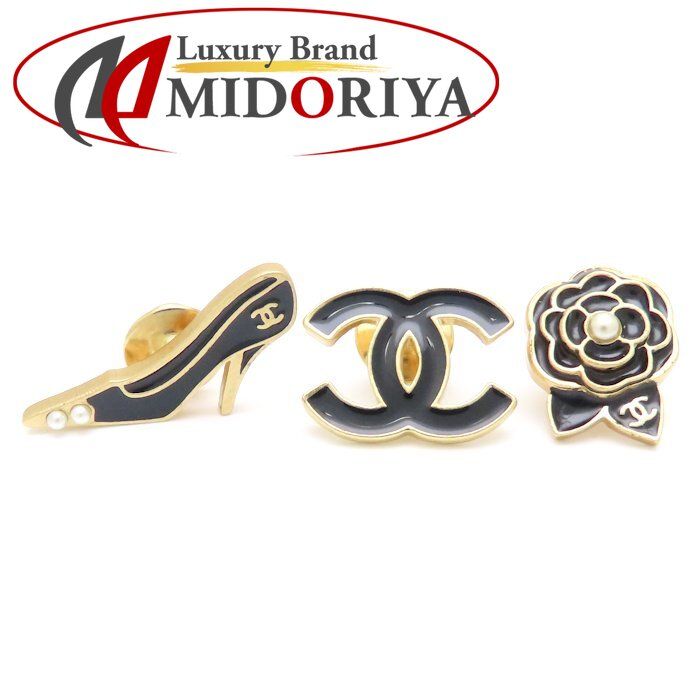 CHANEL シャネル ピンブローチ 3点セット ココマーク カメリア パンプス GP ゴールドメッキ レディース 02 A|294765 BJ
