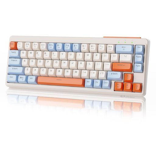 ZIYOULANGM68コンパクト3モードメンブレンキーボードBluetoothワイヤレス有線2.4GHzType-C67キー65%RGB照明充電式静音小型PBT球面キーキャップUSBレシーバー人体工学デザイン
