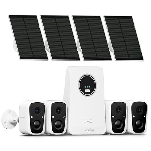 防犯カメラ 屋外 ソーラー 4台セット 2.4 G|5 GHz対応 10 CH 800万画素録画機 電源不要 かんしカメラ 400万画素 監視カメラ 128 G SDカード内蔵 投光威嚇 動体検知録画 IP 66防水 PIR人感 24 a b 63