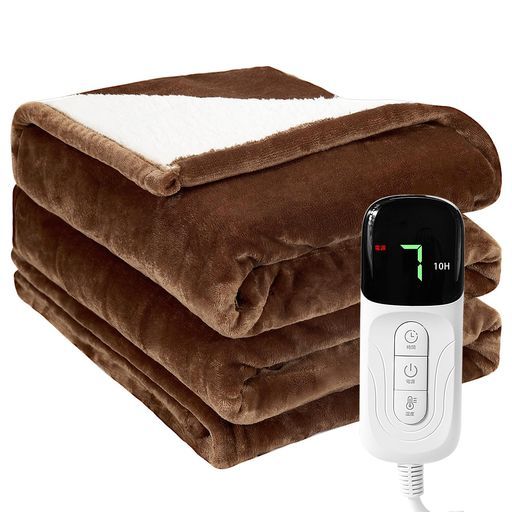 JUUE電気毛布掛け敷き兼用160 x 130 cm 7段階温度調整-6段階タイマー 電気ブランケット フランネルとサンゴフリース厚手生地 3分速暖恒温加熱過熱保護切り忘れ防止省エネ柔らか丸洗い可…