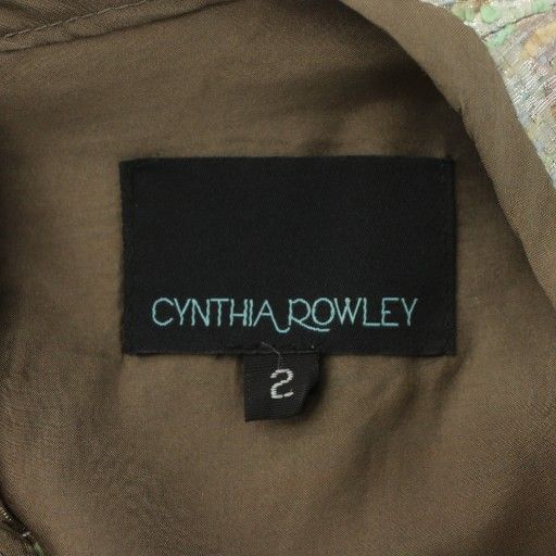 シンシアローリー CYNTHIA ROWLEY ワンピース 2 茶 ブラウン マルチカラー カモフラージュ柄 ノースリーブ ラウンドネック /PP ■GY59