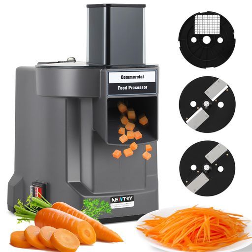 NEWTRY電動野菜スライサー3-in-1多機能野菜カッター9 mm角切り2.5 mm輪切り2.5 mm千切り均一な厚み安全押さえ滑り止めフードプロセッサー野菜果物ニンジン|キュウリ|大根|ジャガイモ|タマネギ|チ…