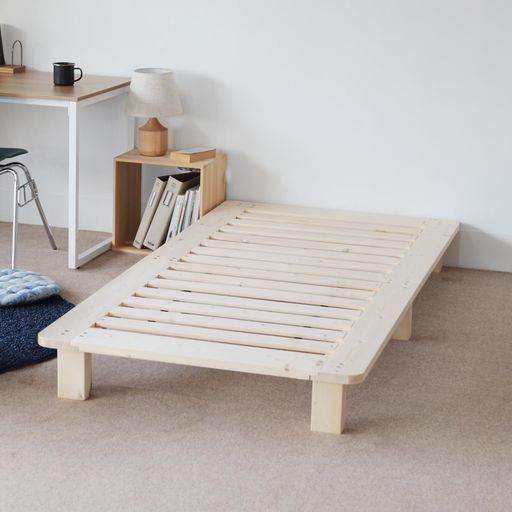DEWELベッドスモールシングル|シングル|セミダブル|ダブルベッドフレームすのこベッド木製ベッド組み立て式頑丈無垢材ナチュラル スモールシングル