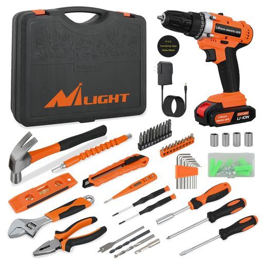 電動ドリル工具セット 電動ドライバードリルドライバー正逆転切替LEDライト付き電動ドライバー電動ドリルセット12 V電動ドリルビット2段変速正逆転両用コードレス充電式電動ドリル…