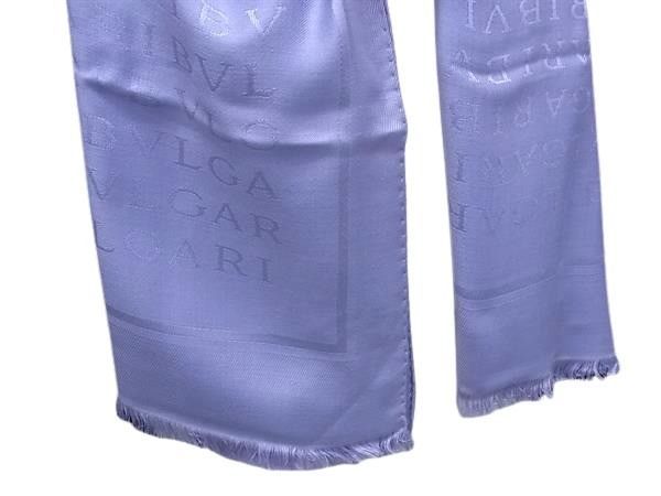 BVLGARI ブルガリ ストール ロゴマニア パープル シルク60％ ウール40