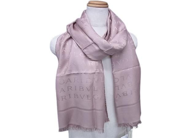 BVLGARI ブルガリ ストール ロゴマニア ライトベージュ シルク60