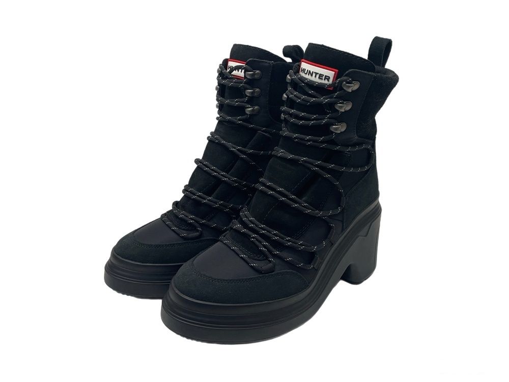 ハンター HUNTER エクスローラーミッド ミッド レースアップ ヒール ブーツ レディース ブラック UK 6 601 sh-70