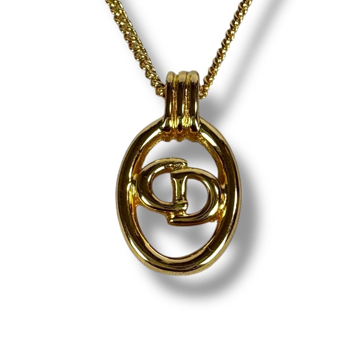 クリスチャンディオール Christian Dior CDロゴ ネックレス オーバル型 楕円形