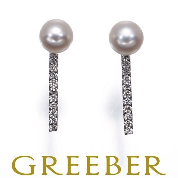 メザンジュ ピアス パール 真珠 5.0 mm ダイヤ ダイヤモンド 0.05 ct 2 way K 18 WG 184244