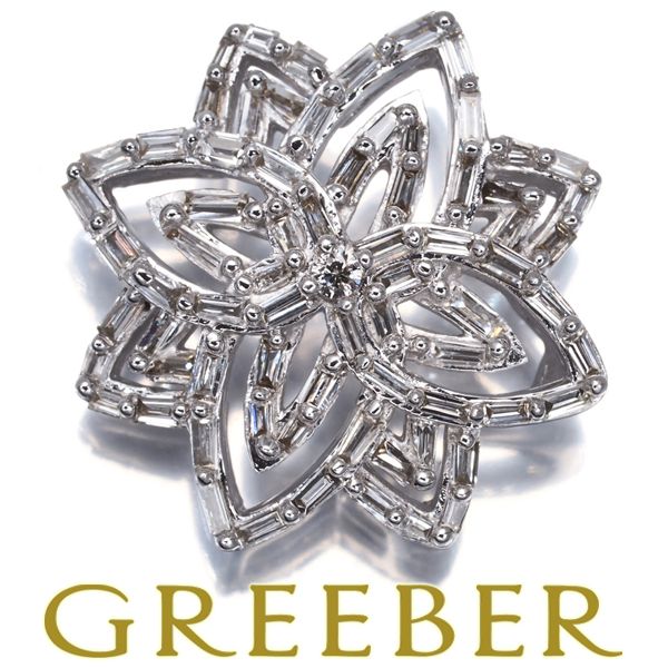 ダイヤ ダイヤモンド 0.47 ct オープンワーク フラワー 2種カット ペンダントトップ K 18 WG 183792